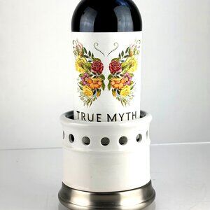 Williams Sonoma White Ceramic Wine Bottle Chiller with Stainless Base